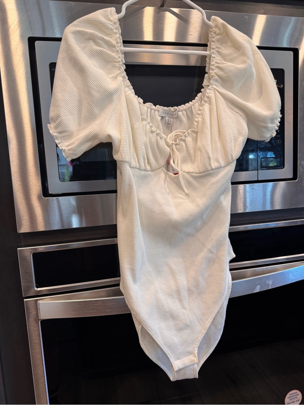 Topshop Cream Puff-Sleeve Bodysuit